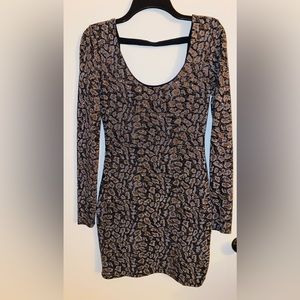 Guess Leopard Print Long Sleeve Dress (S)